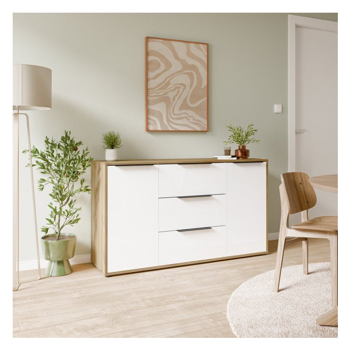 ORKNEY KOMODA 143CM Dąb Mauvella/Biały połysk