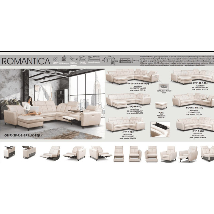 NAROŻNIK ROMANTICA 2F(P)-R-1-BR-1E(L)